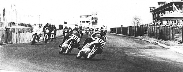 Phil Read (#177)and Bill Ivy (#175) in the 125cc class race at the W. German GP