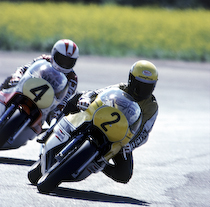 K. Roberts and J. Cecotto at the Sweden GP