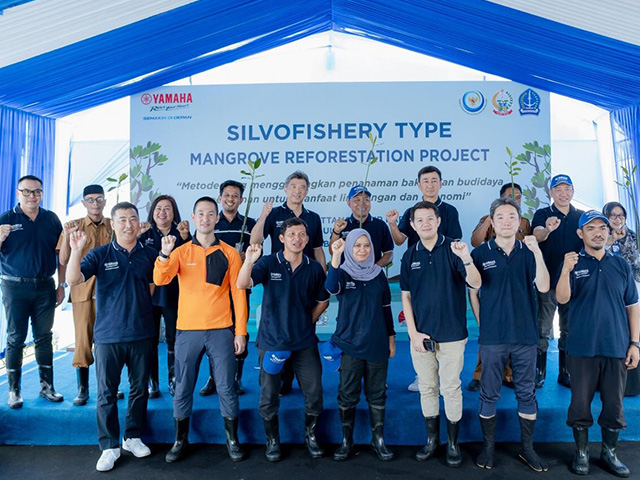 Group photo of participants at the silvofishery tree-planting held in Indonesia