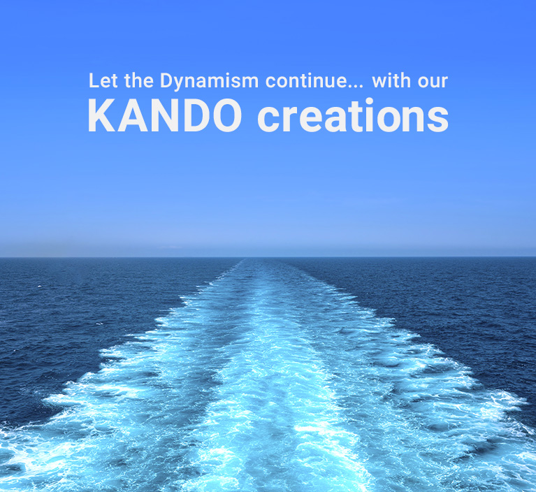 Let the Dynamism continue... with our KANDO creations - A white wake of a ship trailing across the open sea