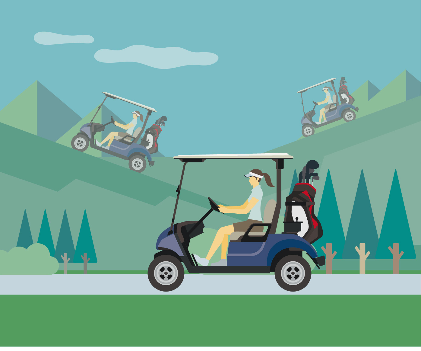 Operating multiple courses with many carts