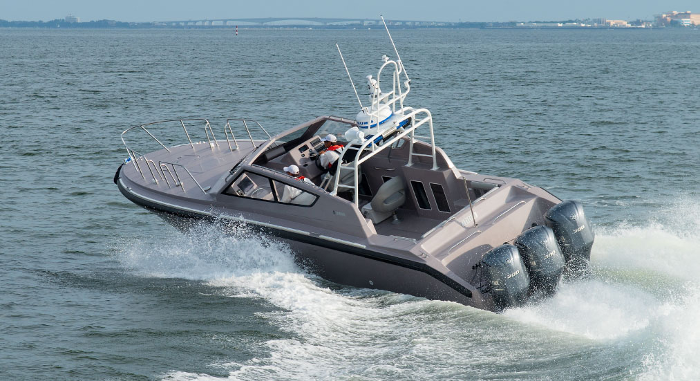 Speedboat on water. Illustration of a fast speedboat on the water