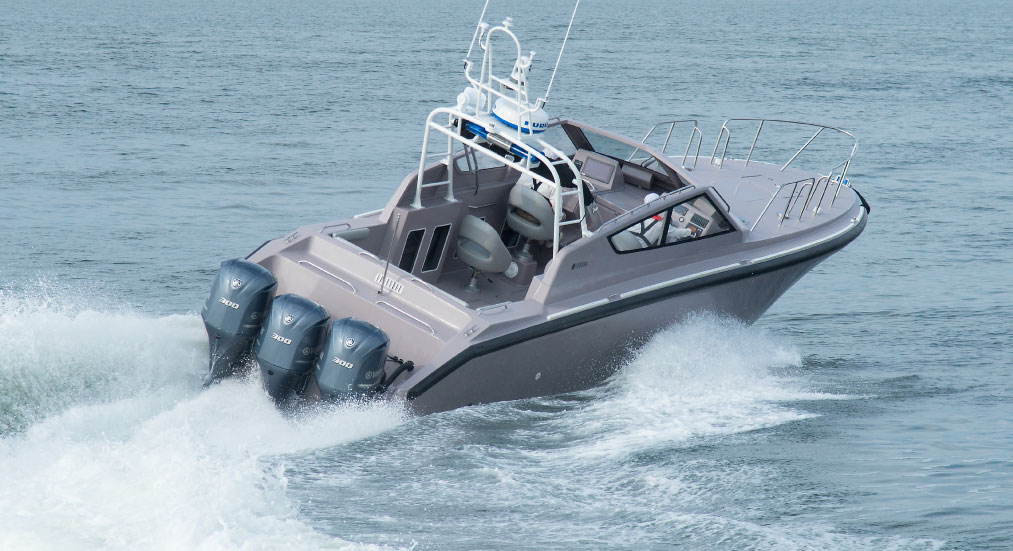 Speedboat on water. Illustration of a fast speedboat on the water