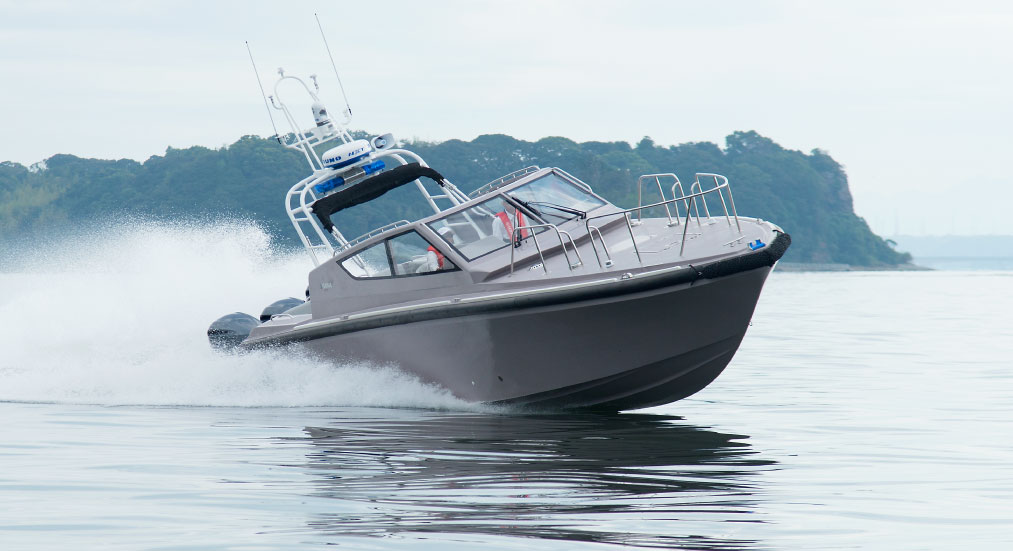 Speedboat on water. Illustration of a fast speedboat on the water