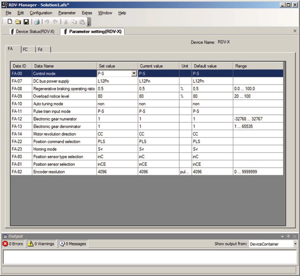 Setting parameters