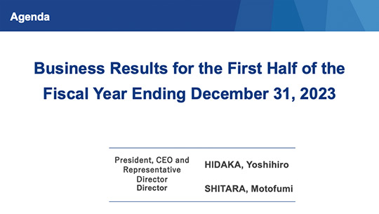 Announcement of business results for the 2nd Quarter ended June 30, 2023