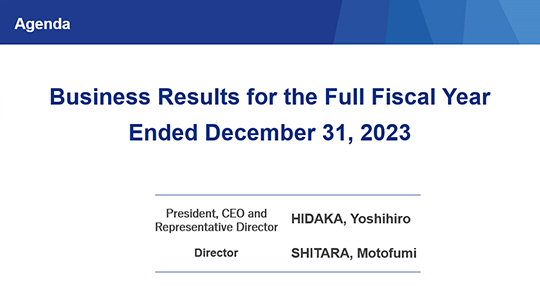 Announcement of business results for the Fiscal Year Ended December 31, 2023