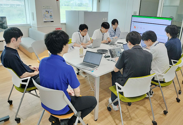 サポーター（先輩社員）と毎日行っていた朝会『写真』