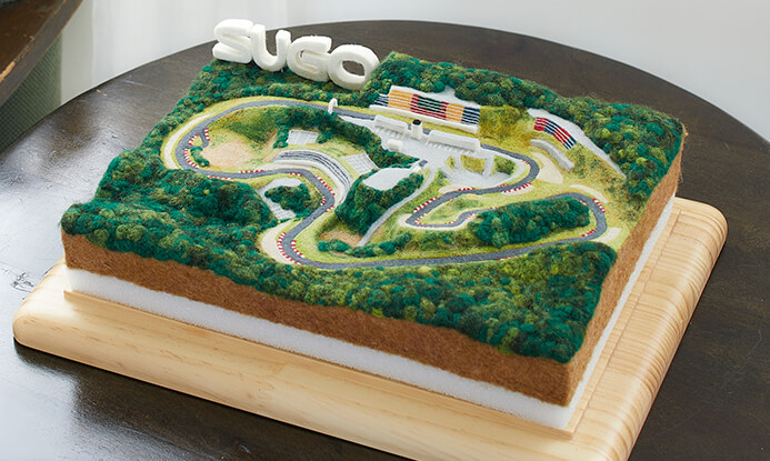 Sportsland SUGO international racing course by needle felting