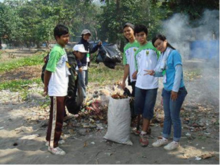 A clean-up campaign at the eco camp site