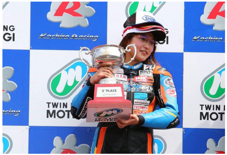 In 2019, Nakayama equaled the highest finish by a woman rider in the All Japan Road Race Championship with her 2nd place podium at Motegi in the J-GP3 class.