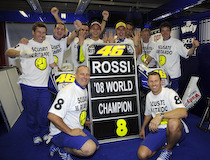 Rossi took his eighth win of the season in round 15 in Japan to clinch the championship title