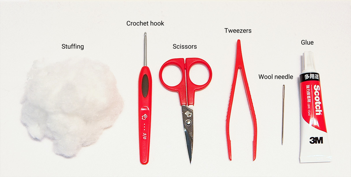 the necessary tools in addition to wool