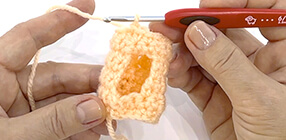 Make a hole with flat crochet