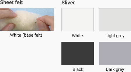 Sheet felt:White(base felt) Sliver:White, Light Grey, Black, Dark Grey
