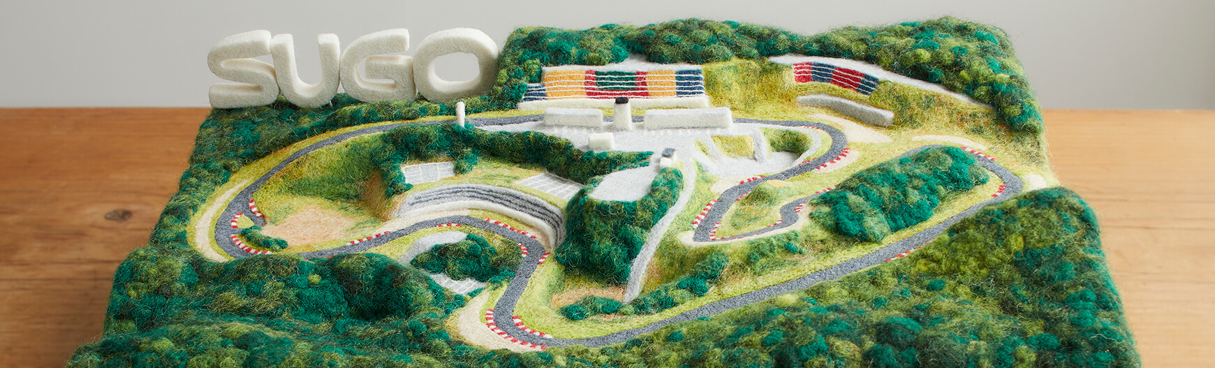 Sportsland SUGO international racing course by needle felting